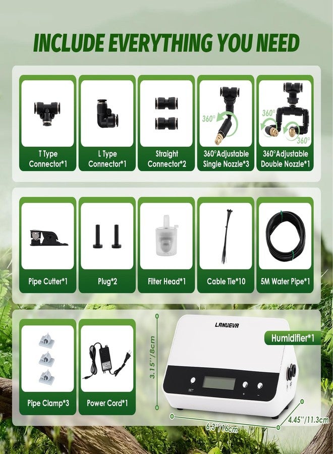 LANUEVA Timing Reptile Smart Mister, Terrarium Misting System with 3 Single Nozzles 360°Adjustable + 1 Double Nozzle, Reptile Fogger Humidifier for Lizard, Chameleon, Plants, Amphibian, Vivarium, Tank - Image 5